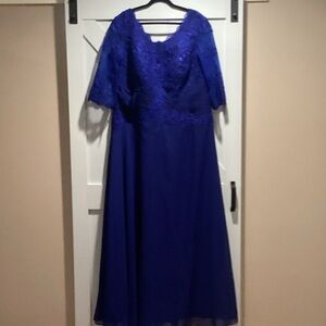 Royal Blue Lace Long Sleeve Dress